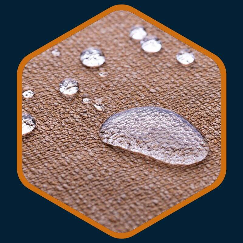 Water beading on fabric protected with Scotchgard by Kairos Upholstery in Bryanston.