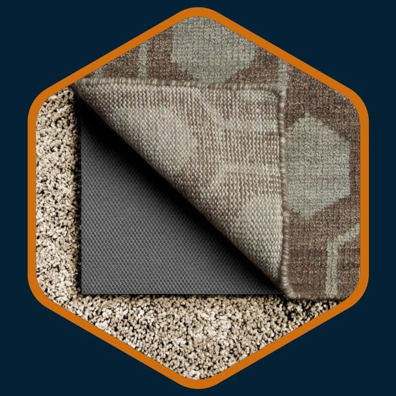 Layered rugs showcasing Kairos Upholstery's professional rug padding services in Bryanston.