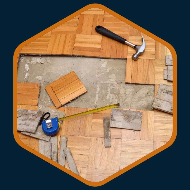 Tools for repairing wooden flooring by Kairos Upholstery in Bryanston.